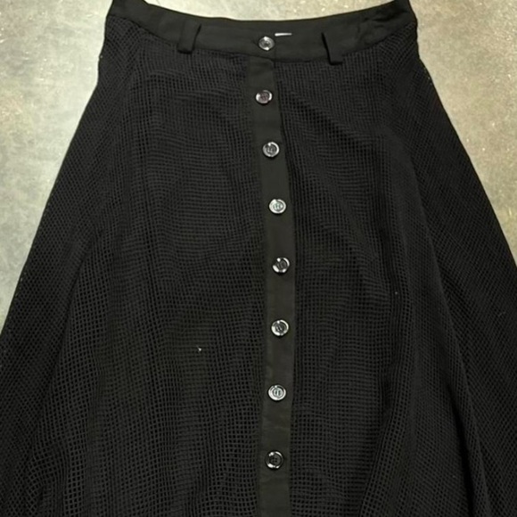 Patrizia Luca Milano Women's Black Mesh A-Line Midi Skirt Size L - Picture 2 of 14
